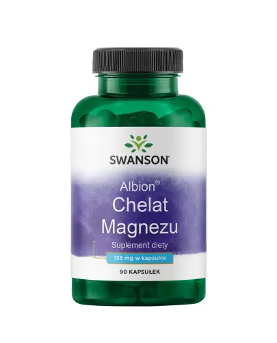 Swanson Albion Chelat Magnezu 133 mg, 90 kapsułek - Z magnezem dla osób dorosłych