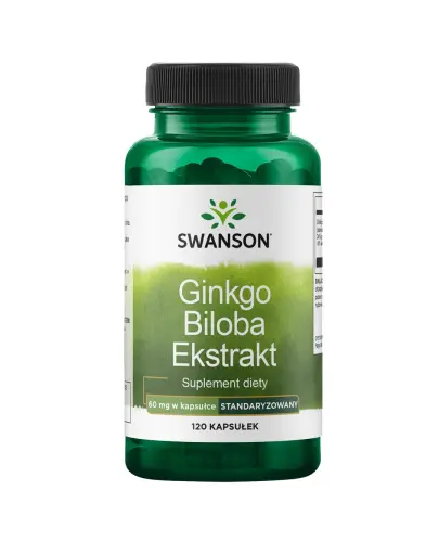 Swanson Ginkgo Biloba Ekstrakt, 120 kapsułek - Kapsułki z ekstraktem z miłorzębu japońskiego