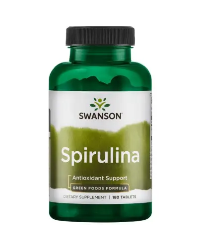 Swanson Spirulina 500 mg, 180 tabletek - Ze spiruliną z alg morskich