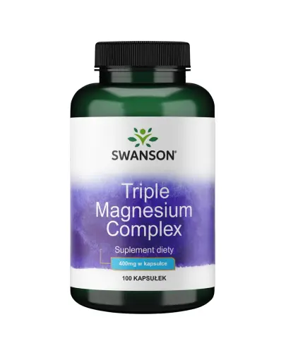 Swanson Triple Magnesium Complex 400 mg, 100 kapsułek - Kapsułki zawierające kompleks trzech różnych form magnezu