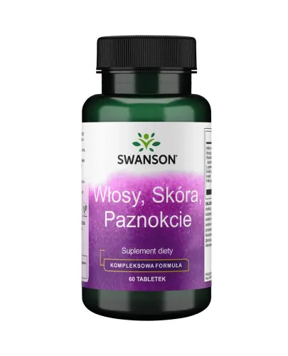 Swanson Włosy, Skóra, Paznokcie, 60 tabletek - Z MSM, skrzypem polnym l-cysteiną, choliną