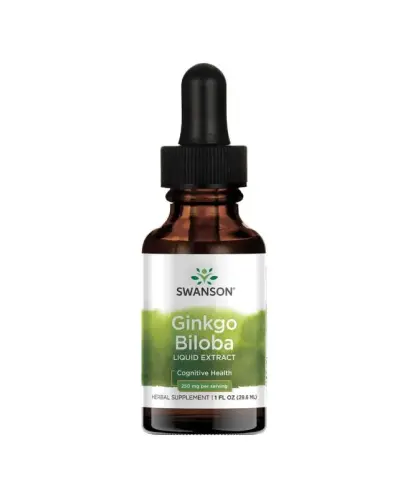 Swanson Ginkgo Biloba Liquid Extract, płyn 29,6 ml - Z ekstraktem z liści miłorzębu japońskiego