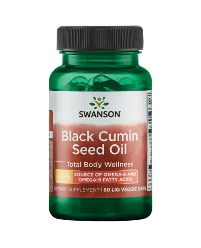 Swanson Black Cumin Seed Oil 500 mg, 60 kapsułek - Z olejem z czarnego kminku