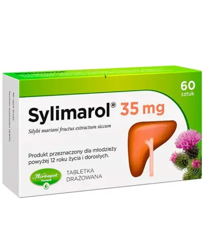 Sylimarol 35 mg tabletki drażowane, 60 sztuk - Tabletki wspomagające w stanach rekonwalescencji po toksyczno-metabolicznych uszkodzeniach wątroby