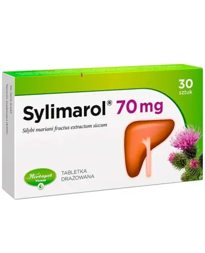 Sylimarol 70 mg tabletki drażowane, 30 sztuk - Tabletki wspomagające w stanach rekonwalescencji po toksyczno-metabolicznych uszkodzeniach wątroby