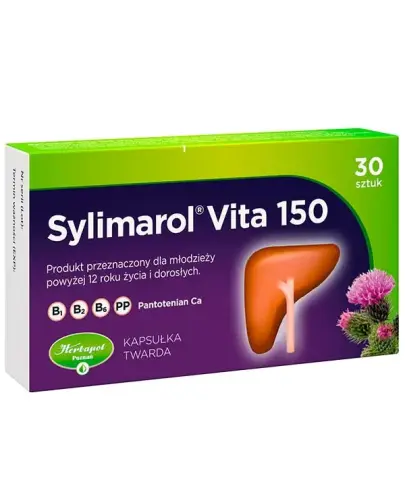 Sylimarol Vita 150 mg kapsułki, 30 sztuk - Kapsułki wspomagające w stanach rekonwalescencji po toksyczno-metabolicznych uszkodzeniach wątroby