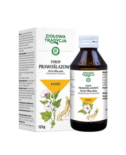 Syrop prawoślazowy Ziołowa Tradycja, 125 g - Syrop łagodzący podrażnienia błony śluzowej górnych dróg oddechowych z towarzyszącym suchym kaszlem