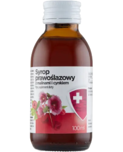 Syrop Prawoślazowy z Malinami i Cynkiem 100 ml - Suplement diety dla dorosłych i dzieci.