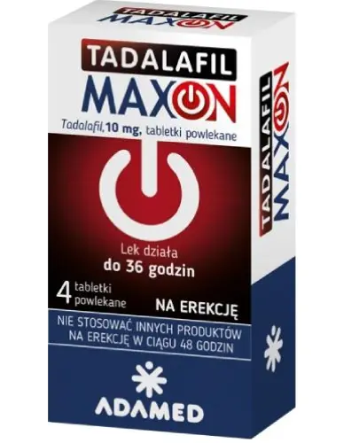 Tadalafil Maxon, 10 mg, 4 tabletki powlekane - Dla dorosłych mężczyzn z zaburzeniami erekcji