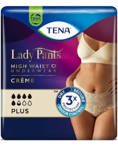 TENA Lady Pants Plus Crème L, 30 sztuk - Bielizna stworzona z myślą o nietrzymaniu moczu