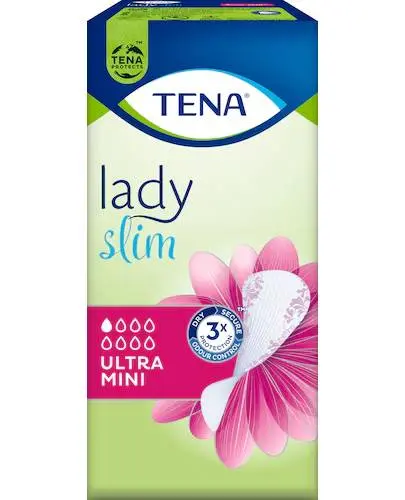 TENA Lady Slim Ultra Mini, 14 sztuk - Uczucie suchości, wysoka chłonność i kontrola zapachu