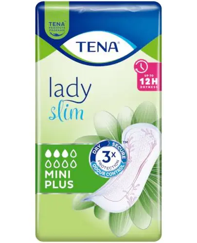 TENA Lady Slim Mini Plus, 16 sztuk - Uczucie suchości, wysoka chłonność i kontrola zapachu