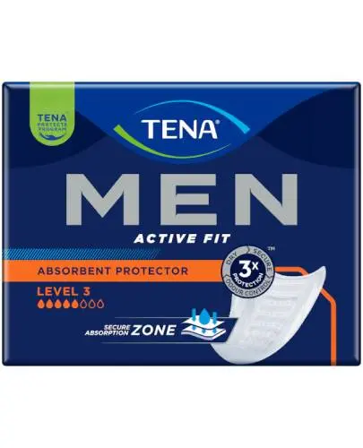 TENA Men Active Fit Level 3 Wkładka na nietrzymanie moczu, 20 sztuk - Ochrona przy wysokim stopniu nietrzymania moczu