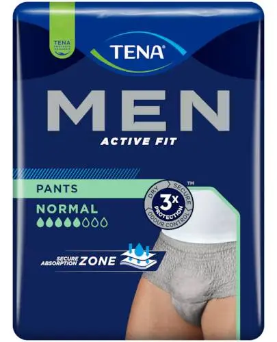 TENA Men Pants Normal Grey L/XL OTC edition, 8 sztuk - Dyskretna, męska bielizna na nietrzymanie moczu