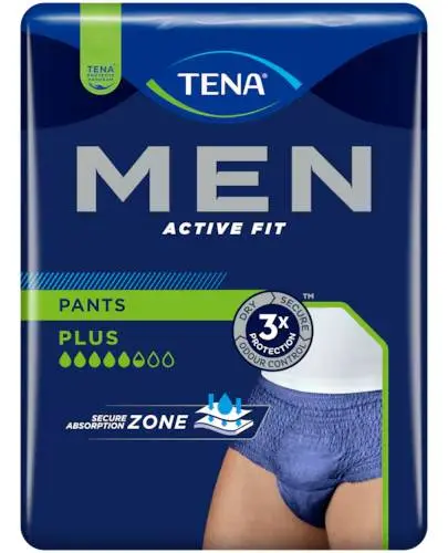 TENA Men Pants Plus Blue S/M OTC edition, 9 sztuk - Majtki na nietrzymanie moczu dla mężczyzn są dyskretne i bezpiecznie