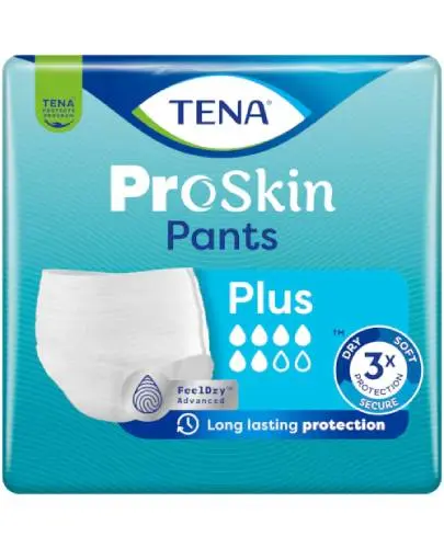 TENA Pants ProSkin Plus L, 30 sztuk - Jednorazowe majtki na nietrzymanie moczu, stworzone z myślą o kobietach i mężczyznach preferujących aktywny styl życia na co dzień