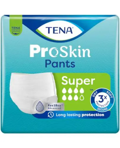 TENA Pants ProSkin Super L, 30 sztuk - Długotrwała ochrona w średnim i ciężkim stopniu nietrzymania moczu