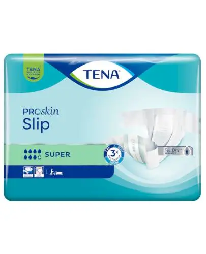 TENA Slip ProSkin Super L, 30 sztuk - Maksymalna chłonność i komfort dla pełnej ochrony przy ciężkim nietrzymaniu moczu