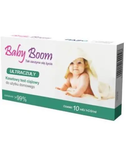 Test ciążowy Baby Boom, ultraczuły, kasetowy, 1 sztuka - Do wczesnego diagnozowania ciąży w warunkach domowych