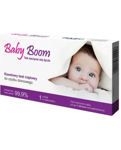 Test ciążowy Baby Boom, ultraczuły, kasetowy, 1 sztuka - Do wczesnego diagnozowania ciąży w warunkach domowych