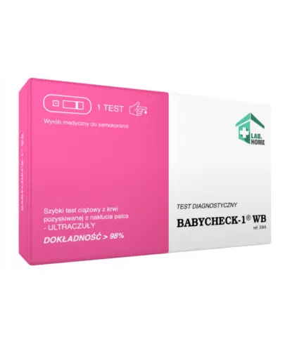 BabyCheck-1 WB test ciążowy z krwi, 1 sztuka - Szybki test ultraczuły do wykrywania hormonu hCG w krwi