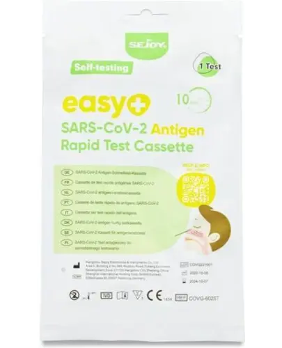 Test Easy+ Sars-CoV-2 Antigen Rapid, 1sztuka - Test kasetkowy do jakościowego oznaczania antygenów SARS-CoV-2 w próbkach z ludzkich wymazów z nosa