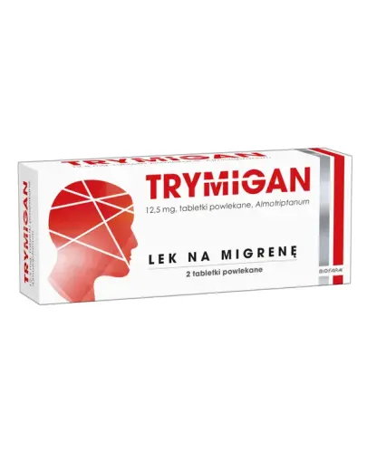 Trymigan 12,5 mg, 2 tabletki - Wsparcie przy napadach migreny z aurą i bez aury