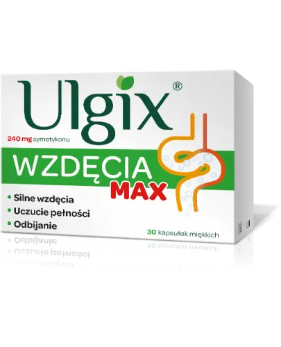 Ulgix Wzdęcia Max 240 mg, kapsułki miękkie, 30 sztuk - Kapsułki z symetykonem, które łagodzą objawy związane z nagromadzeniem gazów w żołądku i jelitach