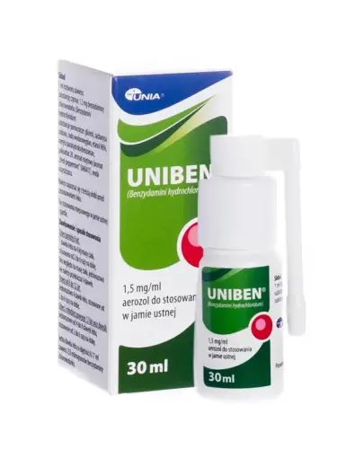 Uniben, 30 ml - 1,5 mg/ml, aerozol do stosowania w jamie ustnej