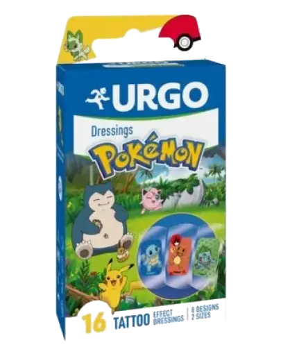 Urgo Pokemon, plastry z opatrunkiem, 16 sztuk - Do ochrony ran powierzchniowych dla dzieci