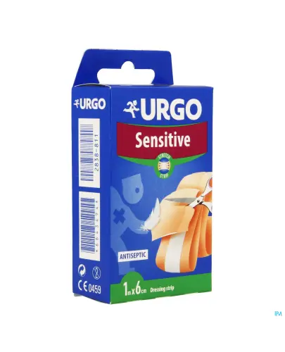 Urgo Sensitive Stretch, plaster do cięcia, 1 m x 6 cm  - Hipoalergiczny, z opatrunkiem do ochrony powierzchownych ran