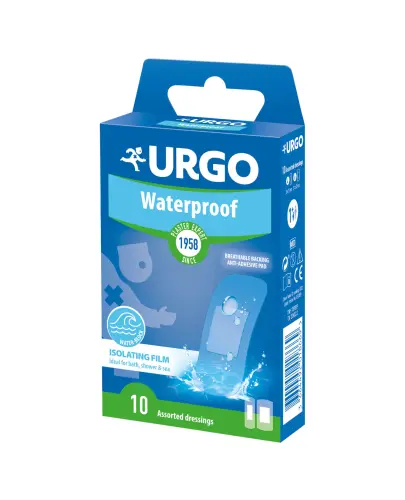 Urgo Waterproof, 10 sztuk  - Wodoodporne plastry z opatrunkiem do ochrony powierzchownej ran