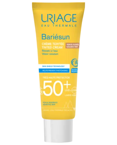 Uriage Bariesun Krem przeciwsłoneczny tonujący jasny beż SPF 50, 50 ml - Chroni skórę, zapobiega fotostarzeniu