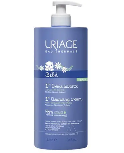 Uriage Bebe 1st Creme Lavante, krem oczyszczający dla dzieci, 500 ml - Delikatnie oczyszcza i uzupełnia ochronną warstwę hydrolipidową