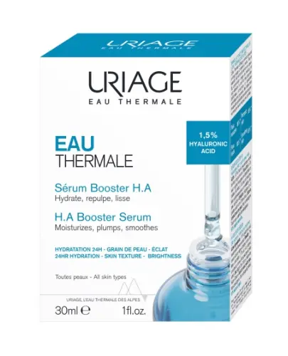 Uriage Eau Thermale Booster Serum nawilżające, 30 ml - Z kwasem hialuronowym, który przeciwdziała odwodnieniu naskórka