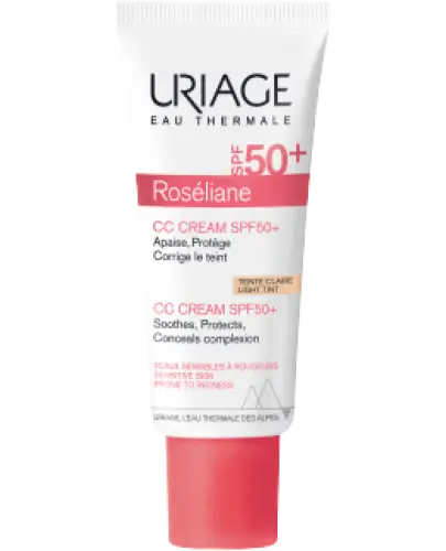 Uriage Roseliane CC  SPF 50+, krem do twarzy, 40 ml - Nawilżająco-ochronny o jasnym odcieniu, do cery naczynkowej