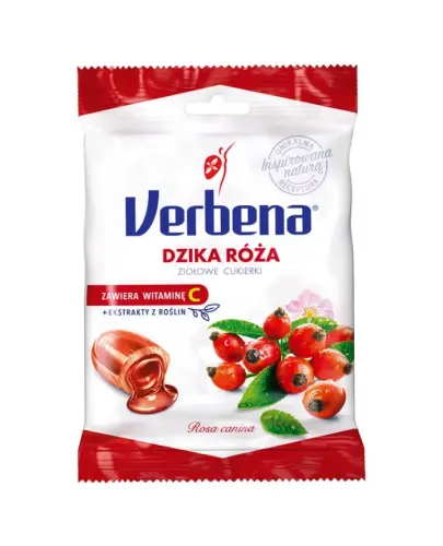 Verbena Dzika róża ziołowe cukierki z wit. C, 60 g - Naturalna słodycz z witaminą C