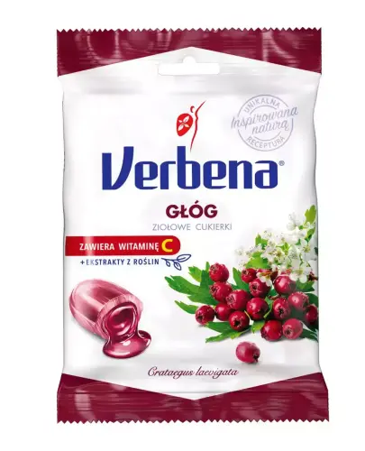 Verbena Głóg ziołowe cukierki z wit. C, 60 g - Smak głogu połączony z witaminą C