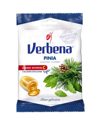 Verbena Pinia ziołowe cukierki z wit. C, 60 g - Cukierki z orzeźwiającym smakiem pinii