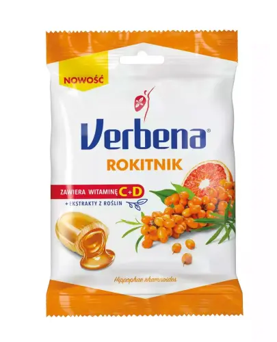 Verbena Rokitnik ziołowe cukierki z wit. C + D, 60 g - Moc rokitnika i witamin C + D