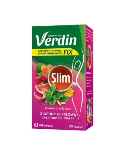 Verdin Fix Slim, 20 saszetek - Kompozycja 6 ziół, która wspomaga trawienie i prawidłową wagę