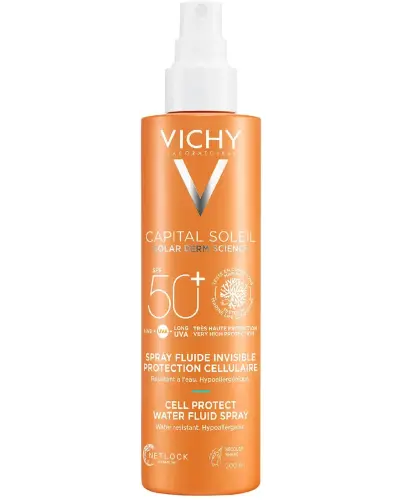 Vichy Capital Soleil Cell Protect SPF 50+, spray 200 ml - Do codziennej ochrony przed promieniami UVB, UVA do ciała i twarzy