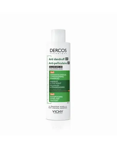 Vichy Dercos DS, szampon przeciwłupieżowy z odżywką 2W1, 200 ml - Pielęgnuje włosy i usuwa łupież 