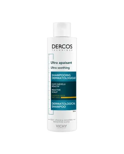 Vichy Dercos ultrakojący szampon do włosów suchych, 200 ml - Łagodzi wrażliwą skórę głowy i zmniejsza świąd