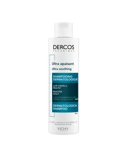 Vichy Dercos Ultra Soothing, ultrakojący szampon do włosów,  200 ml - Łagodzi skórę głowy i zmniejsza świąd