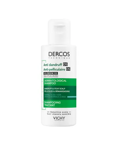 Vichy Dercos Anti Dandruff DS, szampon przeciwłupieżowy, 75 ml - Do włosów normalnych i przetłuszczających się, zwalcza łupież oraz zapobiega jego nawrotom