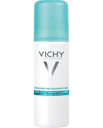 Vichy Antyperspirant w spray'u 48h przeciw śladom na ubraniach, 125 ml - Spray przeciwpotowy dla kobiet do skóry wrażliwej, podrażnionej