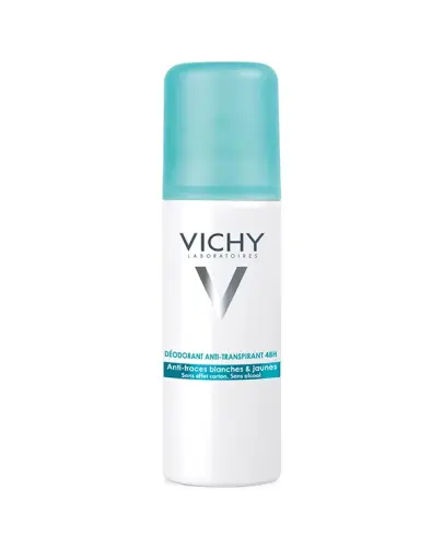 Vichy Antyperspirant w spray'u 48h przeciw śladom na ubraniach, 125 ml - Spray przeciwpotowy dla kobiet do skóry wrażliwej, podrażnionej