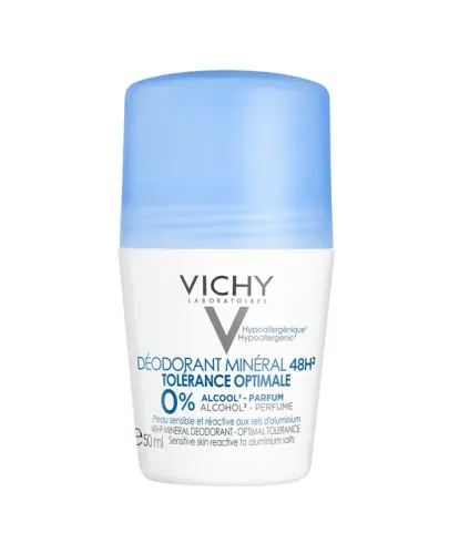 Vichy Optimal Tolerance, dezodorant mineralny, roll-on 48h, 50 ml - Hipoalergiczny, o 48- godzinnej skuteczności