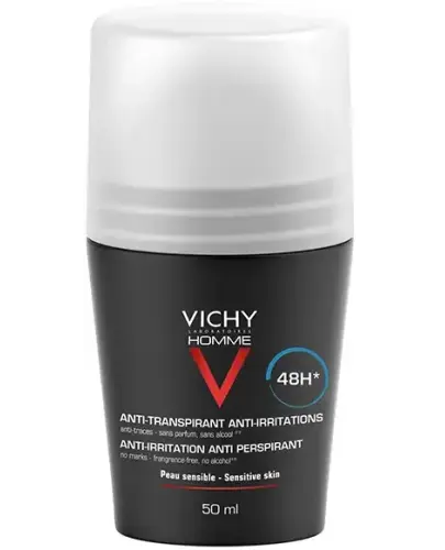 Vichy Homme Dezodorant w kulce dla mężczyzn, 50 ml - Zapewnia skuteczną ochronę przed nieprzyjemnym zapachem potu przez cały dzień.